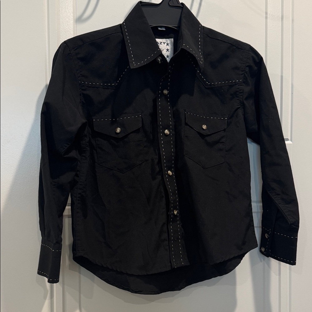 Classic Black Kids western pearl snap Shirt